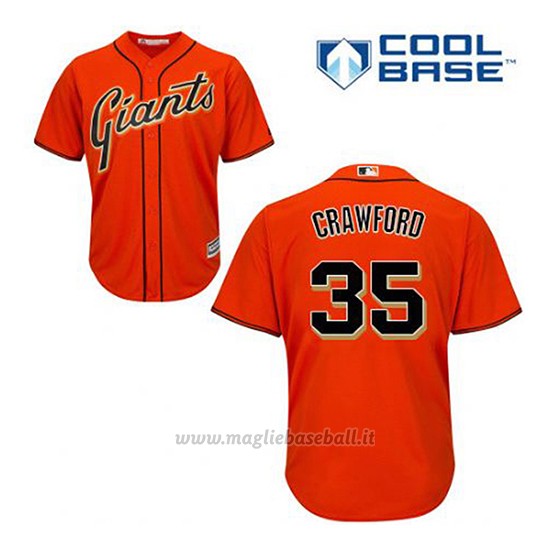 Maglia Baseball Uomo San Francisco Giants Brandon Crawford 35 Arancione Alterner Cool Base